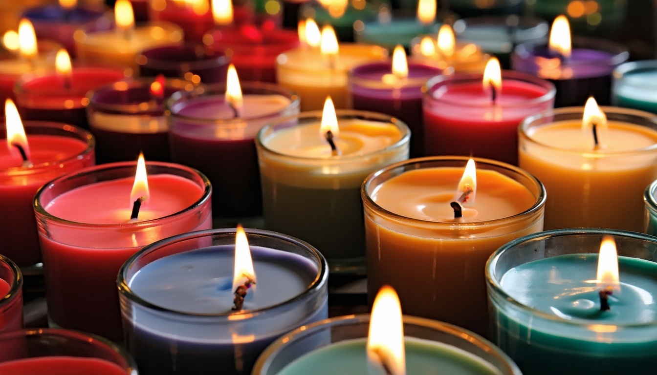 Candles infused with different fragrances and essential oils